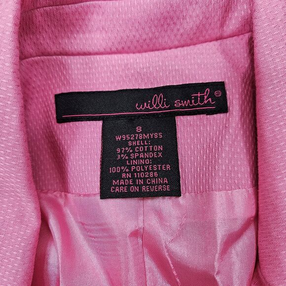 Willi Smith Pink White Trim Tailored Blazer Womens Size 8 Workwear Jacket Retro - Picture 6 of 7